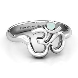 Om - Sound of Universe Ring with Round Stone