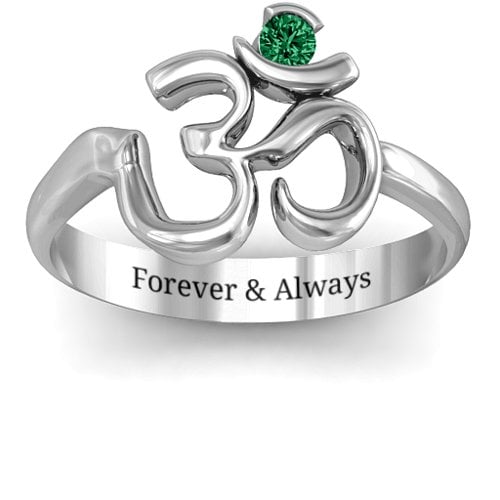 Om - Sound of Universe Ring with Round Stone
