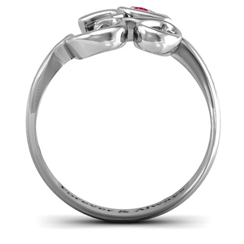 Om - Sound of Universe Ring with Round Stone – Sterling Silver with Ruby