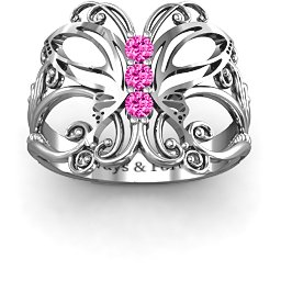 Precious Butterfly Ring in 925 Sterling Silver with Pink Tourmaline
