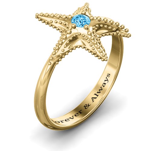 Starfish Ring – 9kt Yellow Gold with Blue Topaz