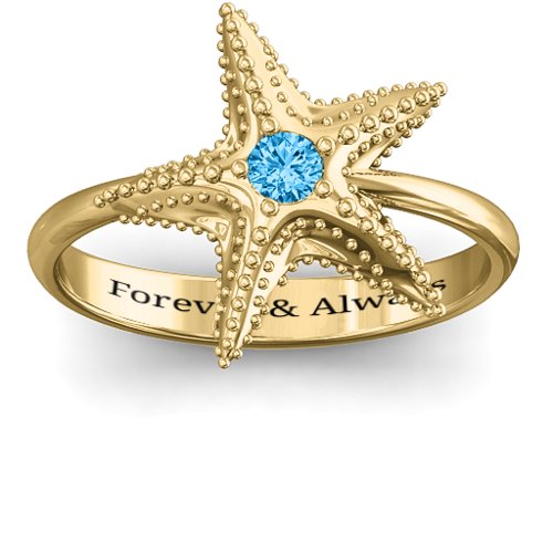Starfish Ring – 9kt Yellow Gold with Blue Topaz