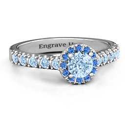 Graceful Shine Vintage Ring in 925 Sterling Silver with Aquamarine and Fancy Blue Premium Zirconia