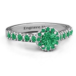 Graceful Shine Vintage Ring in 925 Sterling Silver with Emerald and Green Premium Zirconia