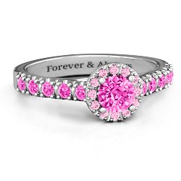 Graceful Shine Vintage Ring in 925 Sterling Silver with Pink Tourmaline and Fancy Pink Premium Zirconia