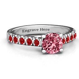 Vintage Diana Ring in 925 Sterling Silver with Red Premium Zirconia and Garnet