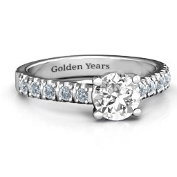 Vintage Diana Ring in 925 Sterling Silver with White Premium Zirconia and Cubic Zirconia