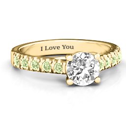 Vintage Diana Ring in 9K Solid Yellow Gold with White Premium Zirconia and Peridot