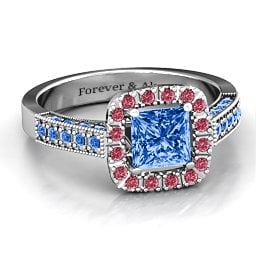 Brilliant Princess Ring with Profile Accents