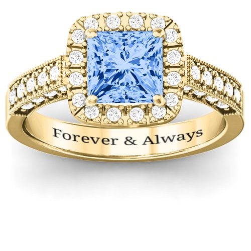 Brilliant Princess Ring with Profile Accents