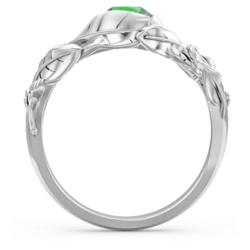 Solitaire Leaf Ring with Accent Stones