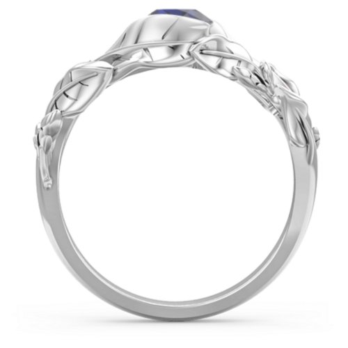 Solitaire Leaf Ring with Accent Stones – Sterling Silver with Blue Sapphire and Garnet