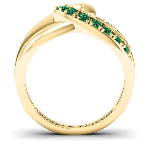 Infinity Embrace Ring – 9kt Yellow Gold with Emerald