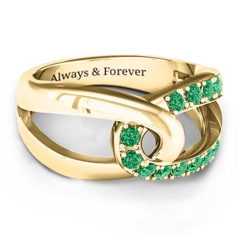 Infinity Embrace Ring – 9kt Yellow Gold with Emerald