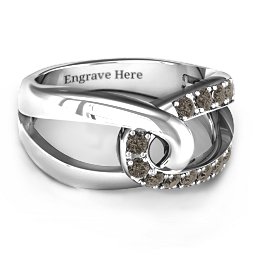 Infinity Embrace Ring in 925 Sterling Silver with Smokey Quartz