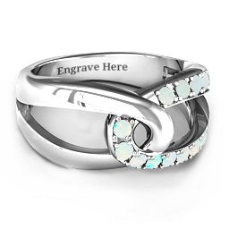 Infinity Embrace Ring in 925 Sterling Silver with Opal