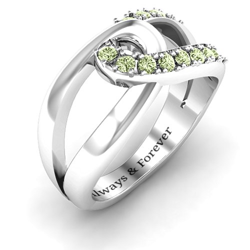 Infinity Embrace Ring – Sterling Silver with Peridot