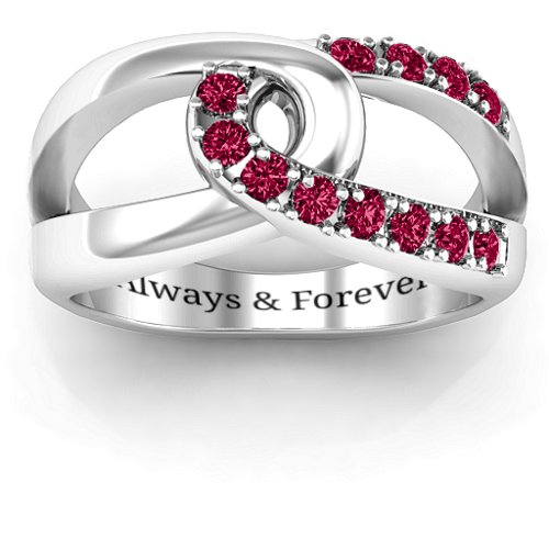 Infinity Embrace Ring – Sterling Silver with Ruby