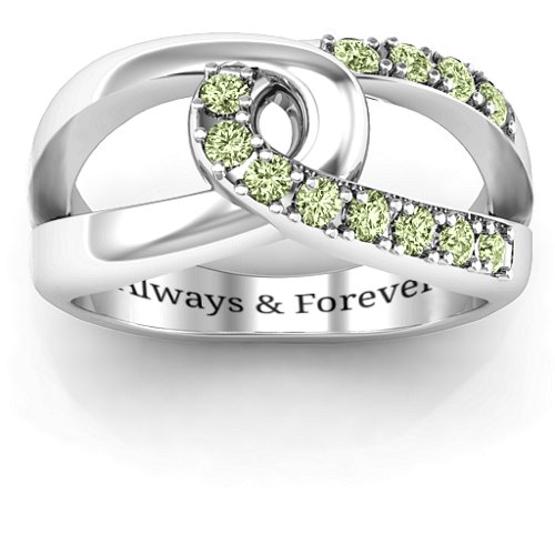 Infinity Embrace Ring – Sterling Silver with Peridot
