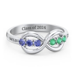 Engravable Infinity Ring with Birthstones