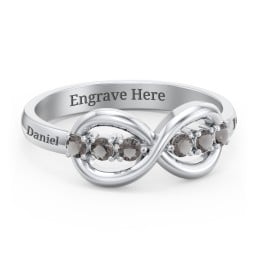 Engravable Infinity Ring with Birthstones
