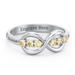Engravable Infinity Ring with Birthstones