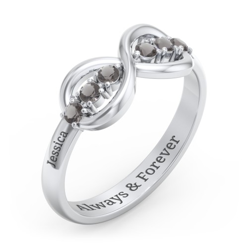 Engravable Infinity Ring with Birthstones