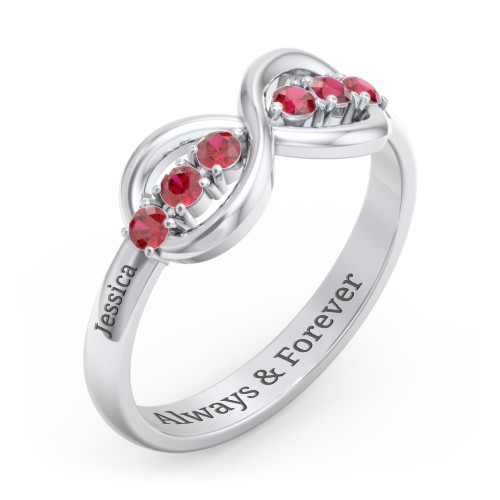 Engravable Infinity Ring with Birthstones