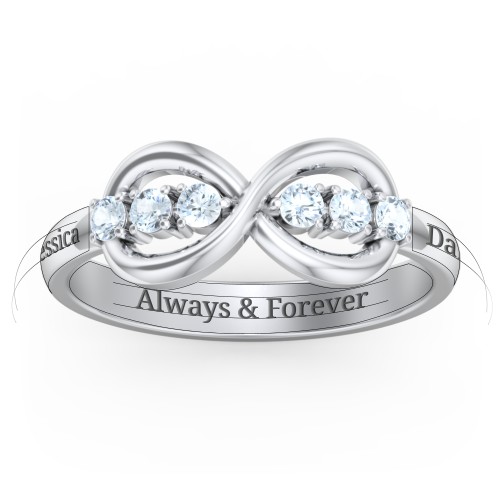 Engravable Infinity Ring with Birthstones