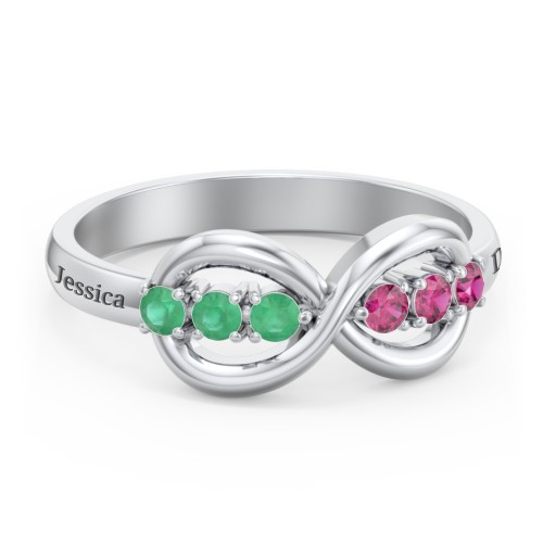 Engravable Infinity Ring with Birthstones