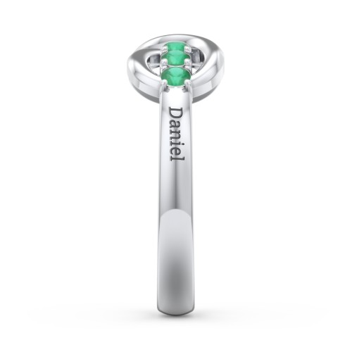 Engravable Infinity Ring with Birthstones – Sterling Silver with Emerald
