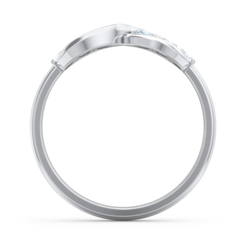 Engravable Infinity Ring with Birthstones – Sterling Silver with Aquamarine