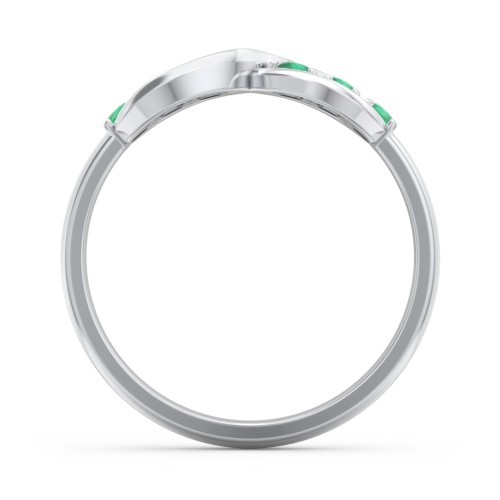 Engravable Infinity Ring with Birthstones – Sterling Silver with Emerald