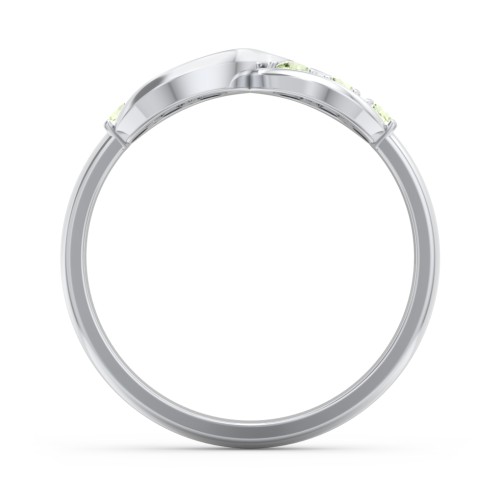 Engravable Infinity Ring with Birthstones – Sterling Silver with Peridot