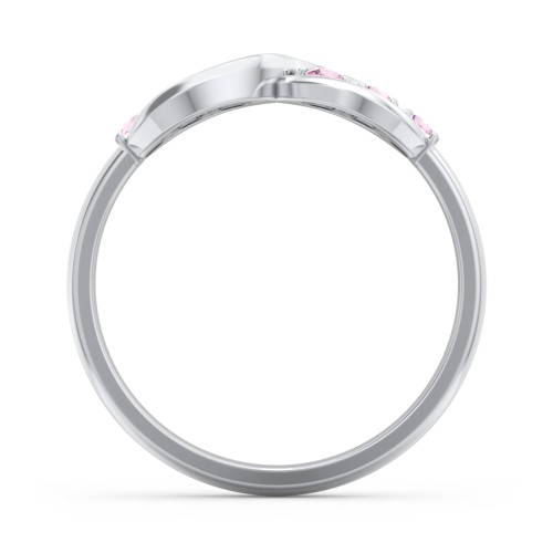 Engravable Infinity Ring with Birthstones – Sterling Silver with Pink Tourmaline