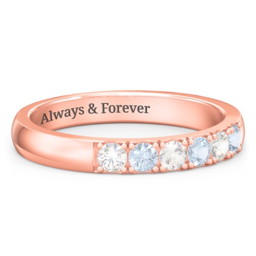3 - 11 Gemstone Affinity Ring – 9kt Rose Gold with Cubic Zirconia and Aquamarine