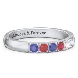 3 - 11 Gemstone Affinity Ring in 925 Sterling Silver with Blue Sapphire, Garnet, Cubic Zirconia, Aquamarine, Pink Tourmaline, and Amethyst
