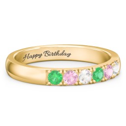 3 - 11 Gemstone Affinity Ring in 9K Solid Yellow Gold with Emerald, Pink Tourmaline, and Cubic Zirconia