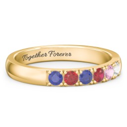 3 - 11 Gemstone Affinity Ring in 9K Solid Yellow Gold with Blue Sapphire, Garnet, Pink Tourmaline, and Cubic Zirconia