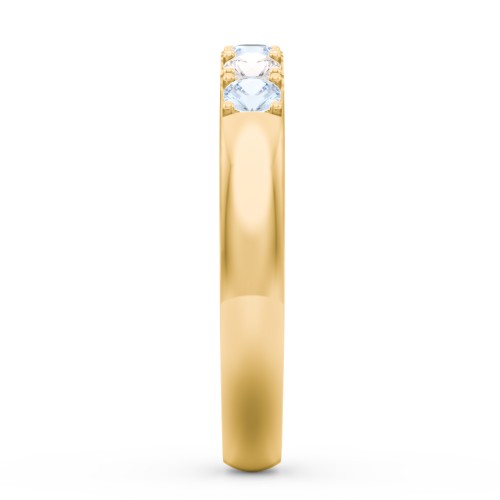 3 - 11 Gemstone Affinity Ring – 9kt Yellow Gold with Cubic Zirconia and Aquamarine