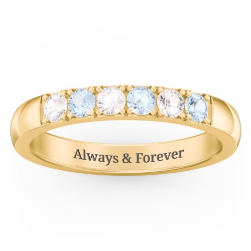 3 - 11 Gemstone Affinity Ring – 9kt Yellow Gold with Cubic Zirconia and Aquamarine