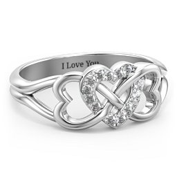 Triple Heart Infinity Ring