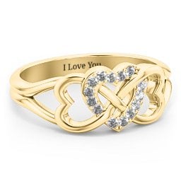 Triple Heart Infinity Ring