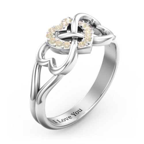 Triple Heart Infinity Ring