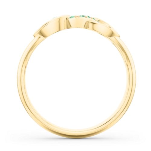 Triple Heart Infinity Ring – 18K Gold Plated Silver with Green Premium Zirconia