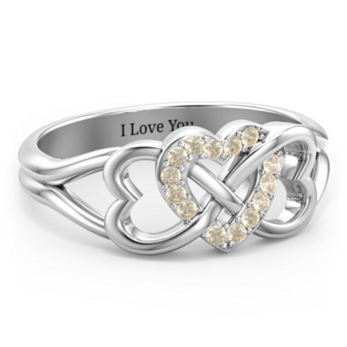 Triple Heart Infinity Ring