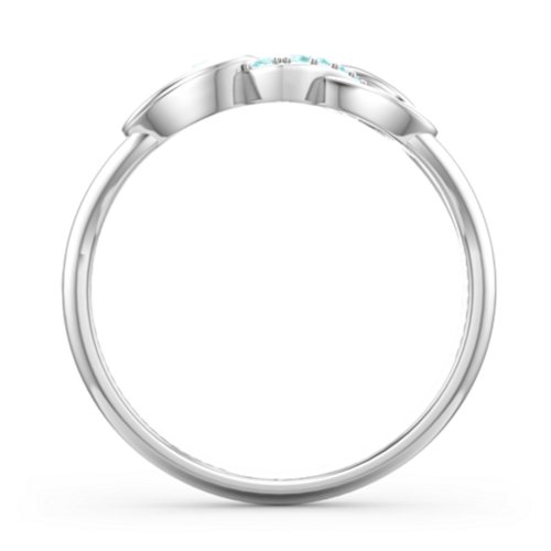 Triple Heart Infinity Ring – Sterling Silver with Mint Premium Zirconia