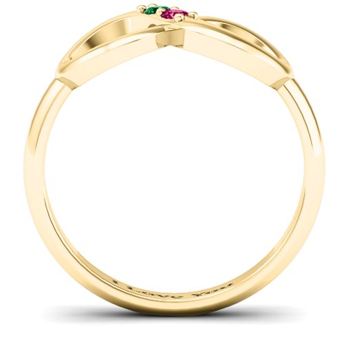 "Twosome" Infinity Ring – 9kt Yellow Gold with Emerald and Ruby