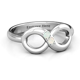 "Twosome" Infinity Ring in 925 Sterling Silver with Opal