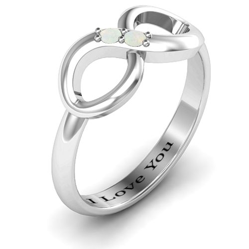 "Twosome" Infinity Ring – Sterling Silver with Opal